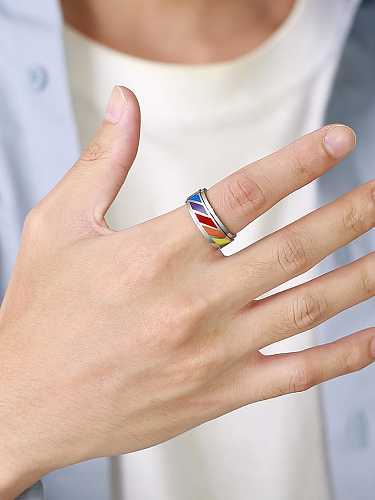 Titanium Steel Enamel Geometric Minimalist Band Ring