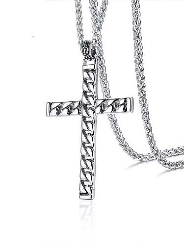 Collier religieux minimaliste croix en acier inoxydable