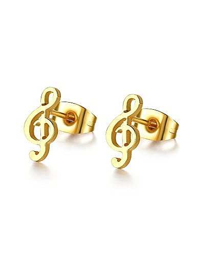 Lovely Gold Plated Music Note Shaped Stud Earrings