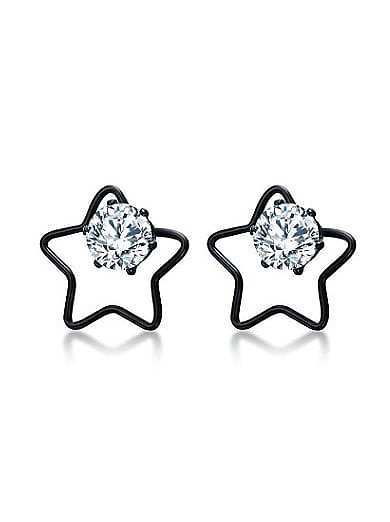 Boucles d'oreilles à tige en titane zircon en forme d'étoile plaquées au pistolet noir frais