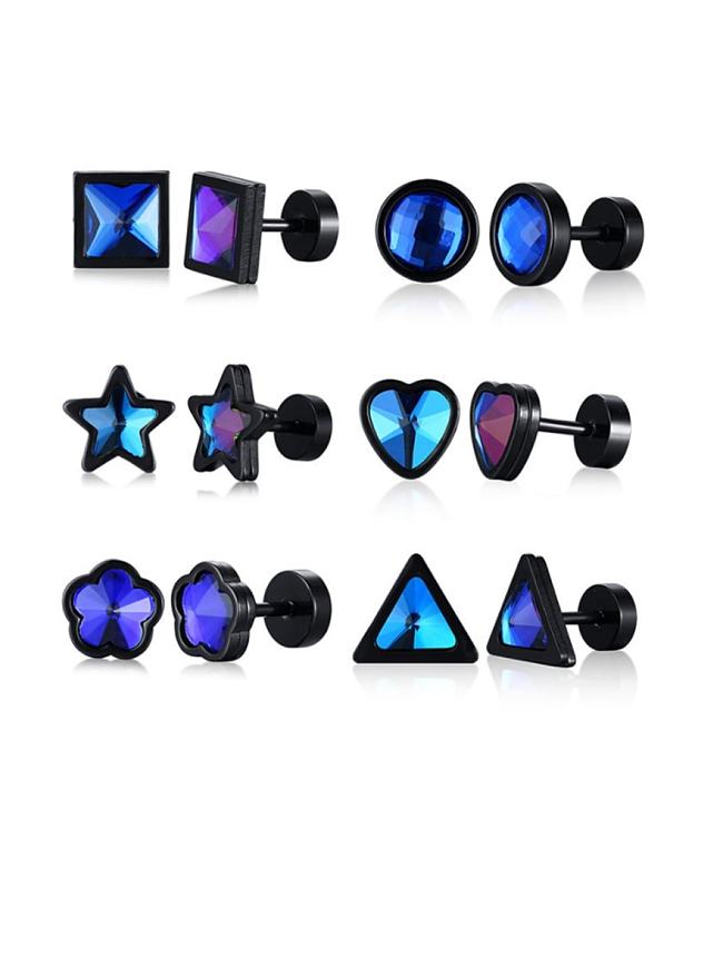 Boucles d'oreilles minimalistes géométriques en pierre de verre en acier au titane