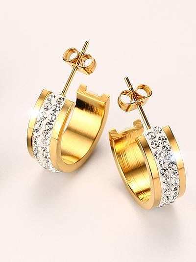 Boucles d'oreilles clip exquises en forme de strass géométrique plaqué or