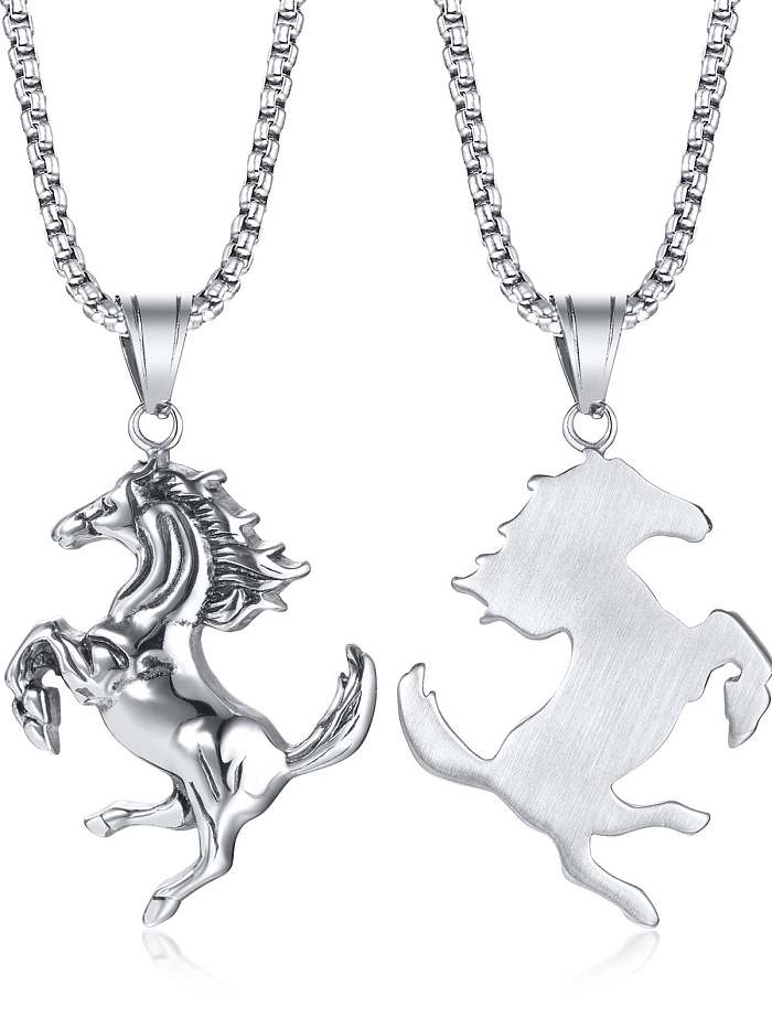 Titanium Steel Hip Hop Horse Pendant