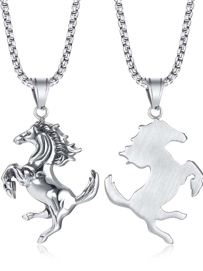 Titanium Steel Hip Hop Horse Pendant