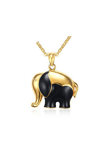 Pingente de cola em forma de elefante folheado a ouro na moda