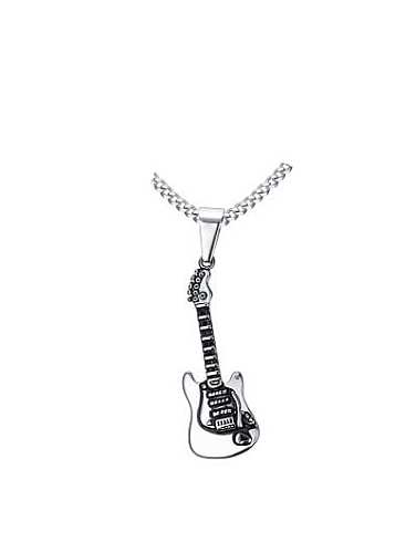 Collier pour homme en titane en forme de guitare à la mode