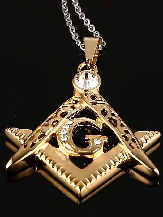 Exquisite Gold Plated Geometric Shaped Rhinestone Titanium Pendant