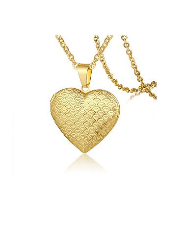 Colares de coração simplistas banhados a ouro com aço inoxidável