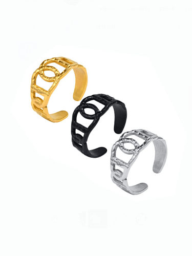 Stainless steel Hollow Geometric Vintage Band Ring
