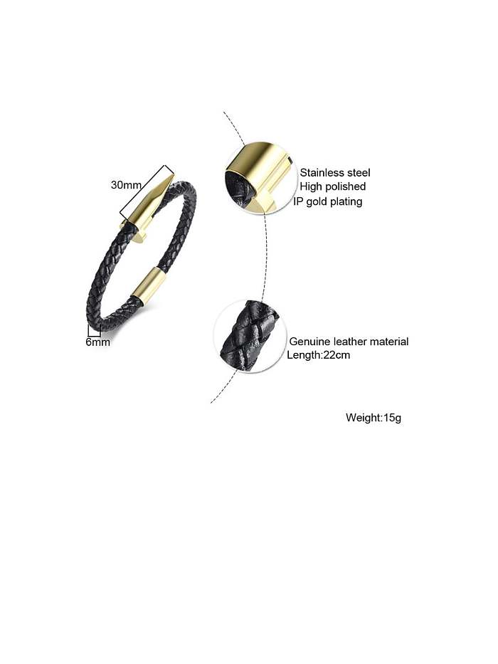 Titanium Black Leather Irregular Minimalist Bangles