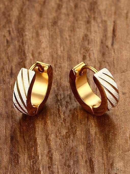 Delicate Gold Plated Matte Finished Titanium Clip Earrings