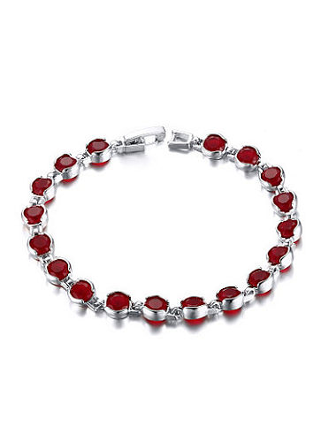 All-match Red Round Shaped AAA Zircon Copper Bracelet