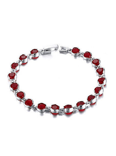 All-match Red Round Shaped AAA Zircon Copper Bracelet