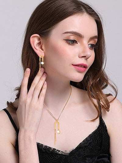 Fashionable Gold Plated Zircon Tassel Two Pieces Jewelry Set