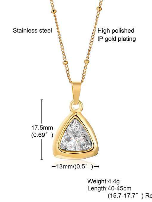 Titanium Steel Glass Stone Geometric Minimalist Necklace