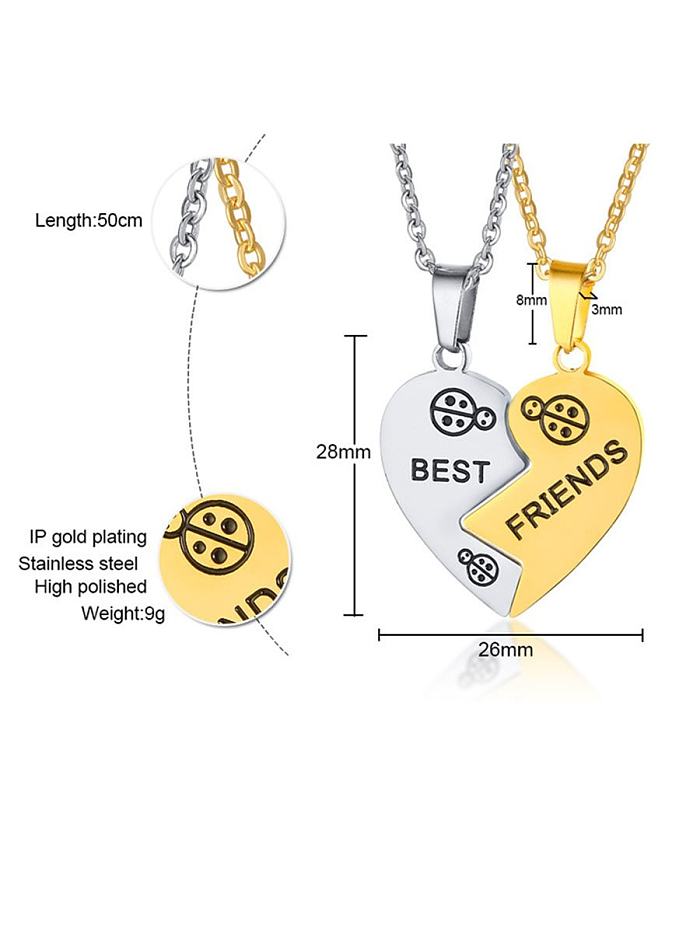 Stainless Steel With English Alphabet Simplistic Heart Necklaces