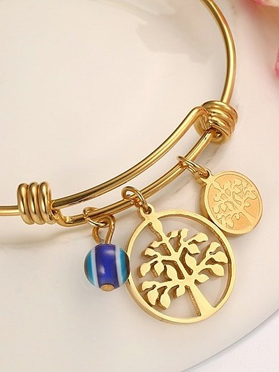 Bracelet en titane en forme d'étiquette plaqué or à la mode