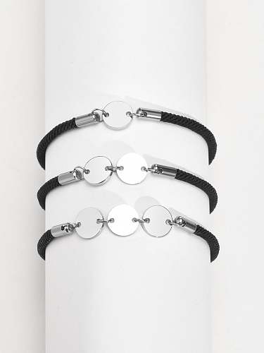 Bracelet réglable minimaliste géométrique en cuir artificiel en acier inoxydable