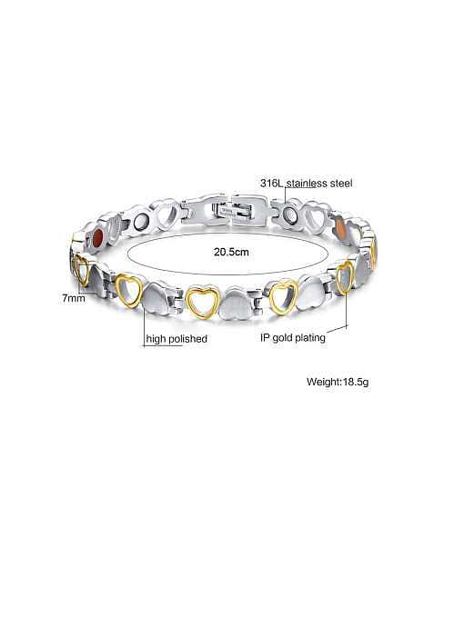 Stainless Steel With Gun Plated Simplistic Hollow Heart Bracelets