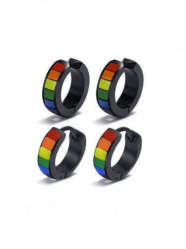 Boucle d'oreille minimaliste géométrique en émail multicolore en acier inoxydable (une seule)