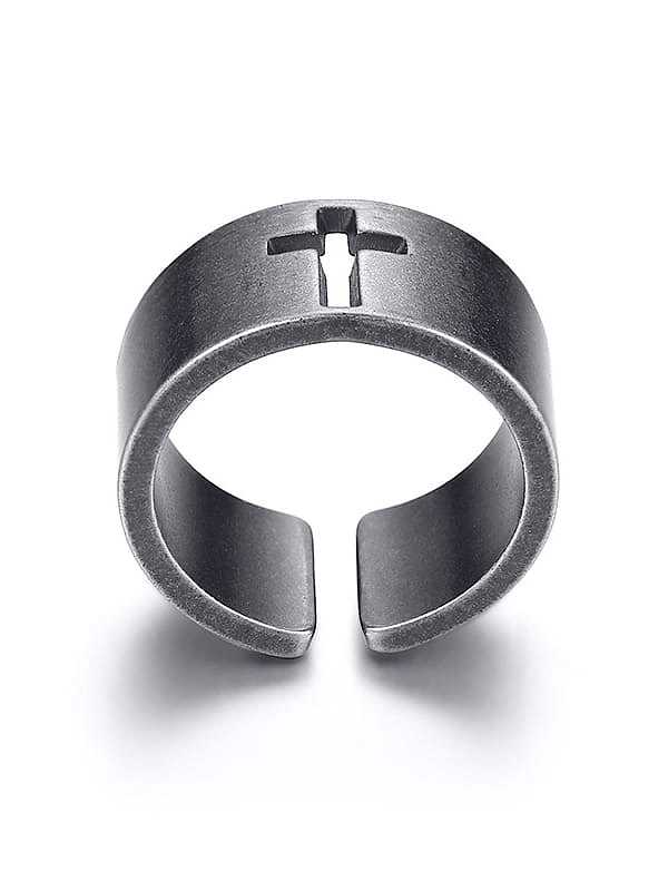 Stainless Steel With Simple Hollow Cross Free Size Rings