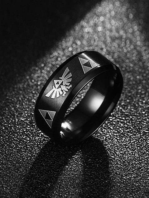 Stainless Steel With Gun Plated Punk Band Triangle Zelda anime Rings