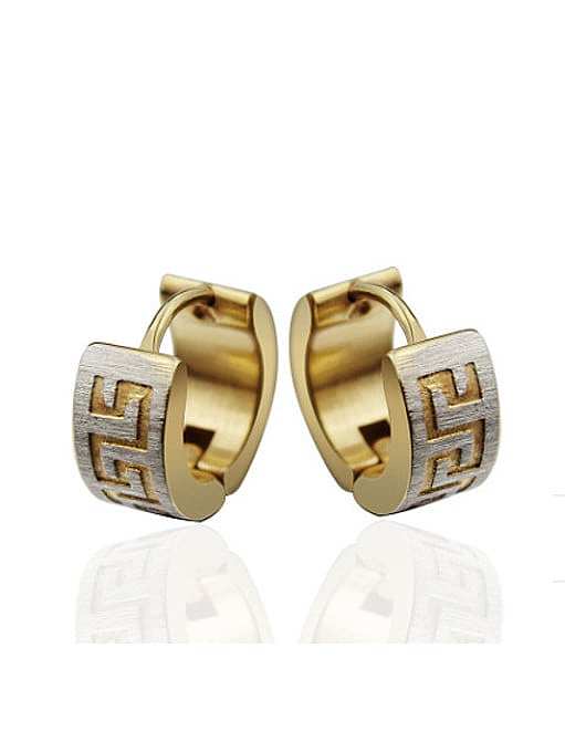 Personality Gold Plated Frosted Titanium Stud Earrings