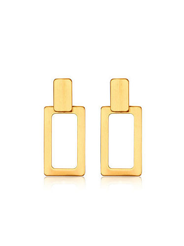 Personality Gold Plated Square Shaped Titanium Drop Earrings