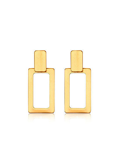 Personality Gold Plated Square Shaped Titanium Drop Earrings