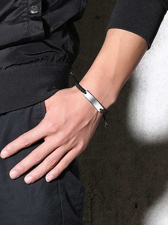 Geometrisches minimalistisches gewebtes Armband aus Edelstahl