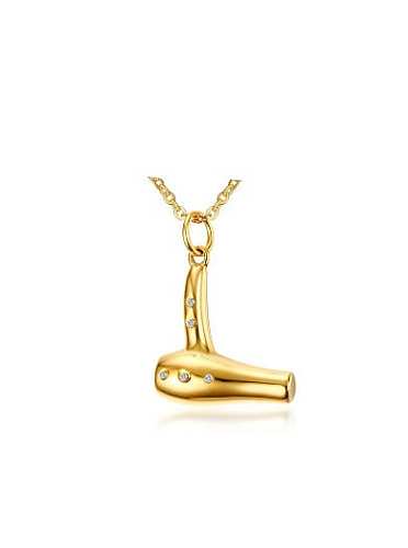 Exquisite Gold Plated Hair Dryer Shaped Pendant