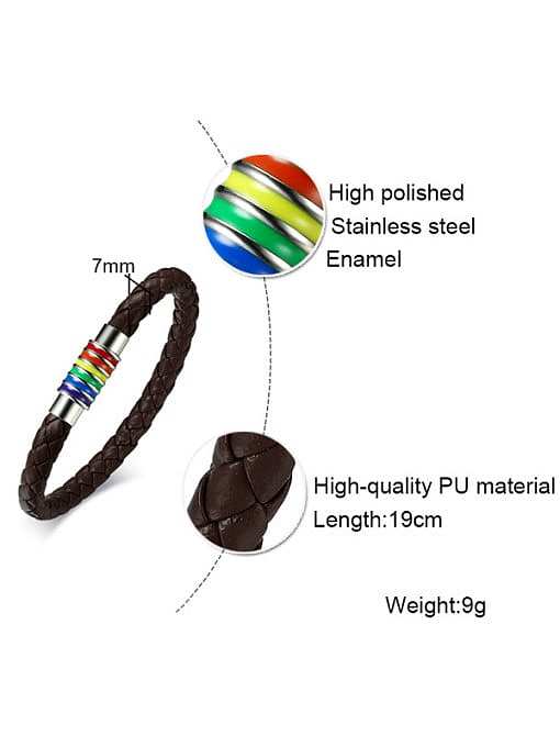 Bracelet en émail en cuir artificiel de forme géométrique de personnalité