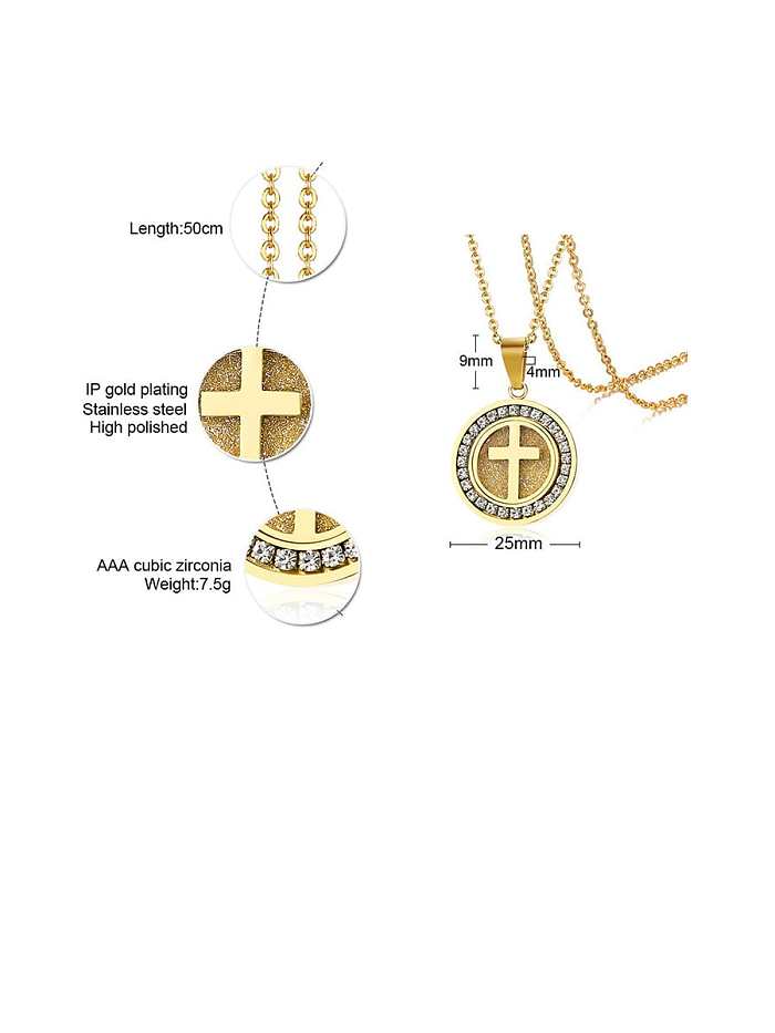 Titanium Rhinestone White Cross Minimalist Necklaces