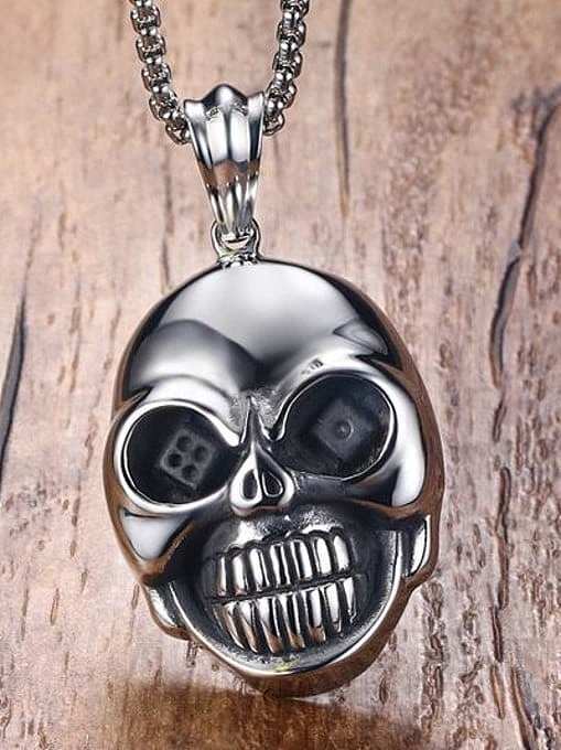 Vintage Skull Shaped High Polished Titanium Pendant
