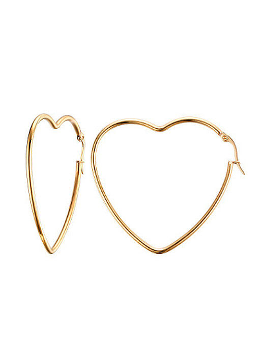Elegant Gold Plated High Polished Heart Shaped Drop Earrings