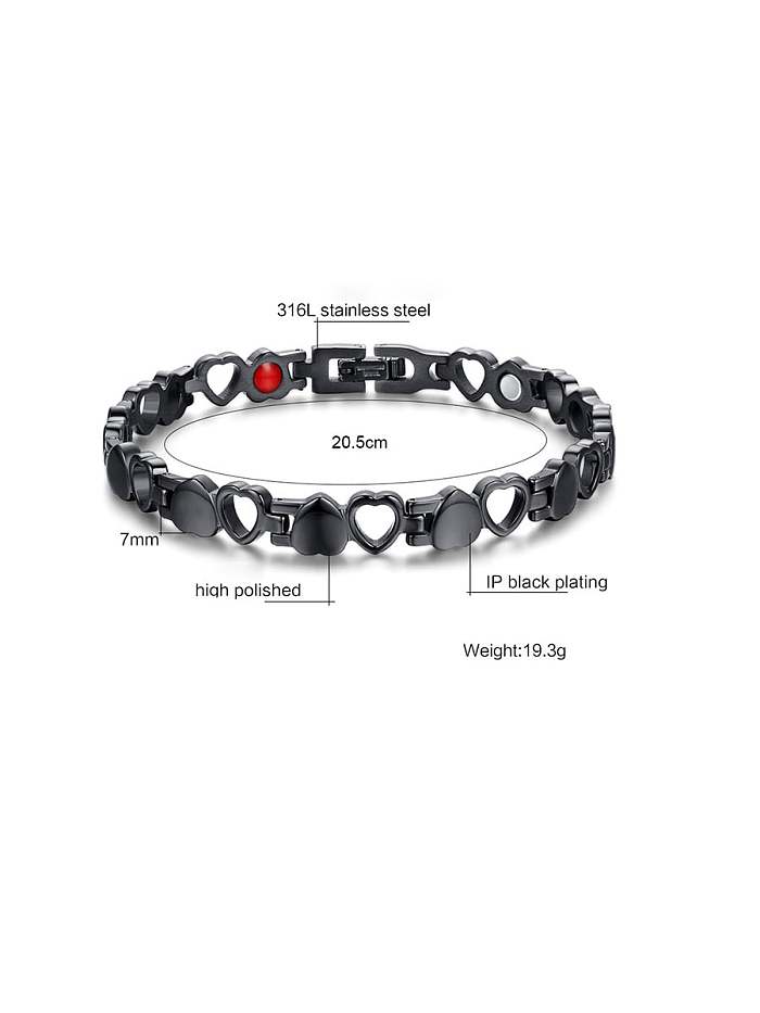 Stainless Steel With Gun Plated Simplistic Hollow Heart Bracelets