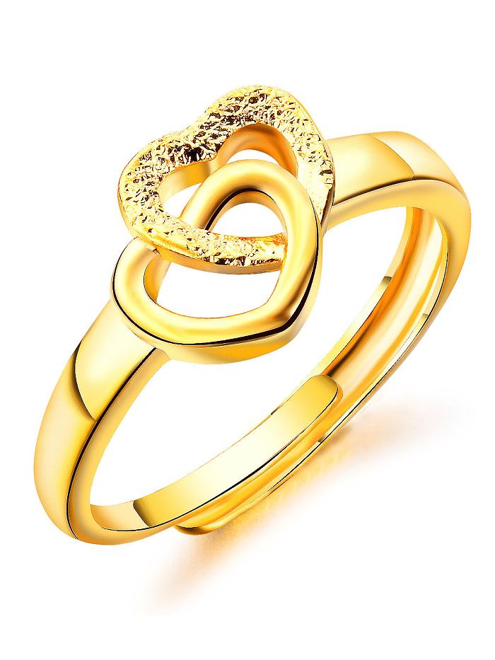 خواتم زفاف على شكل قلب مطلية بالذهب عيار 18 قيراطًا من النحاس