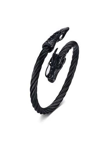 Bracelet jonc dragon plaqué noir au design ouvert et délicat