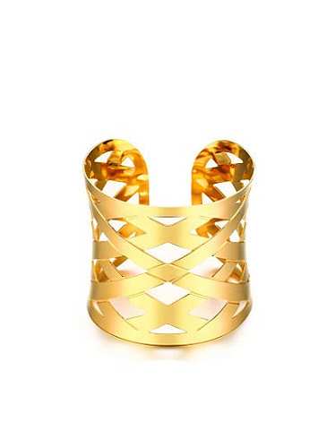 Fashionable Open Design Hollow Gold Plated Titanium Bangle