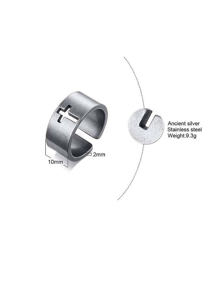 Stainless Steel With Simple Hollow Cross Free Size Rings