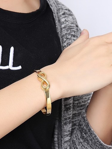 Trendy Gold Plated Figure Eight Shaped Titanium Bangle