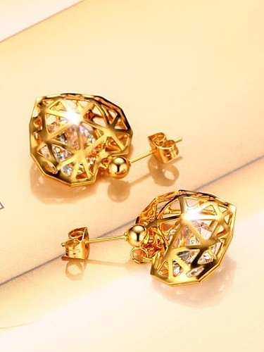 Luxury Gold Plated Hollow Heart Zircon Two Pieces Jewelry Set
