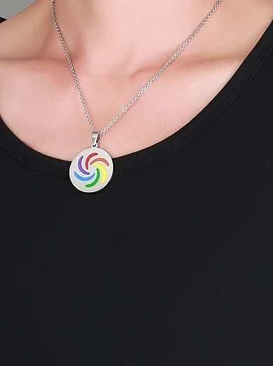 Multi-color Round Shaped Glue Stainless Steel Pendant