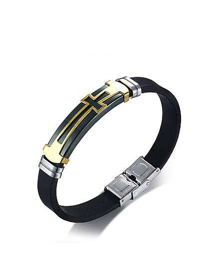 Exquisite Cross Shaped Artificial Leather Silicone Bracelet