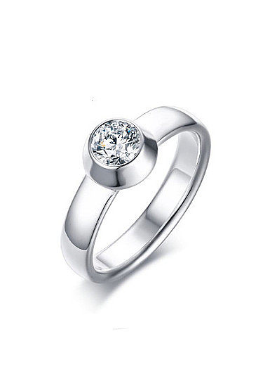 All-match Round Shaped Titanium Rhinestone Ring