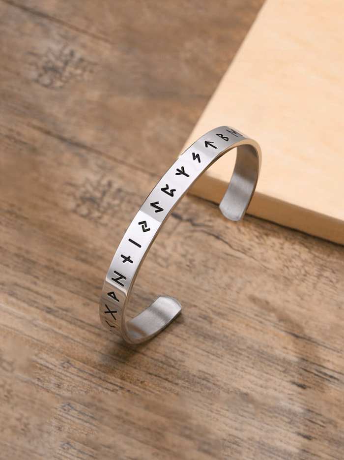 Bracelet manchette vintage géométrique en acier inoxydable