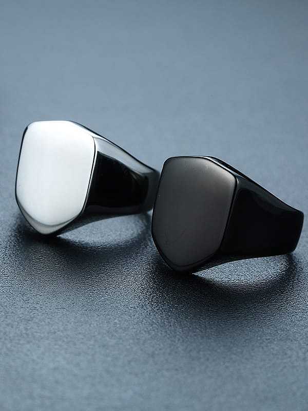 Stainless Steel With White Gold Plated Simplistic Smooth Geometric Band Rings