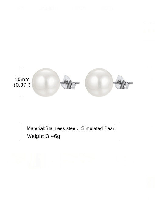 Pendiente de tuerca minimalista geométrico de perla de imitación de acero de titanio
