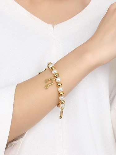 All-match Gold Plated Note Shaped Titanium Bracelet