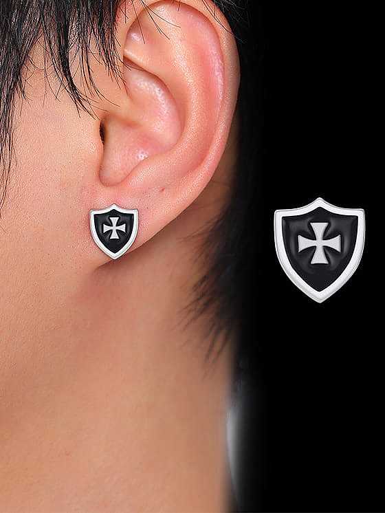 Titanium Steel Enamel Cross Hip Hop Stud Earring